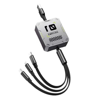 Cavo USB 3-in-1 Retrattile 60W – Caricamento Veloce e Dati per Dispositivi Lightning, Android e Type-C