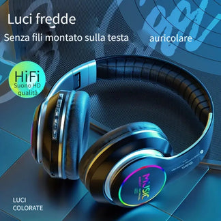 Cuffie wireless con illuminazione e suono surround