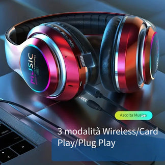 Cuffie wireless con illuminazione e suono surround