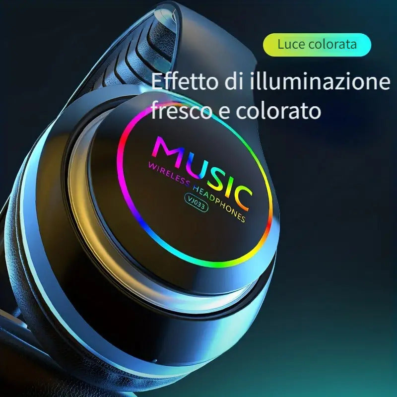 Cuffie wireless con illuminazione e suono surround