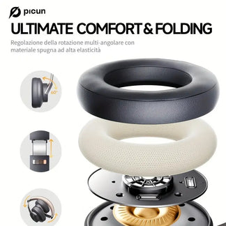 Folding wireless headphones with acoustic insulation