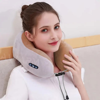 Cuscino Massaggiatore Elettrico per Collo a Forma di U con Calore Spugna Memory