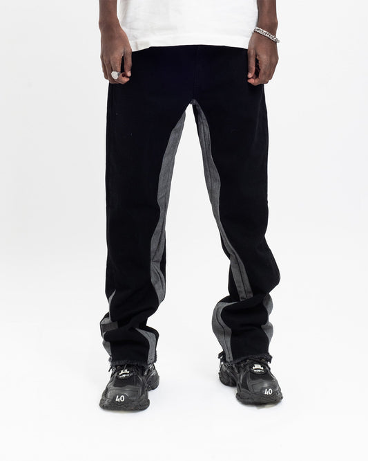 Flared Denim™ | Jeans Flare Nero-Grigio Bicolore