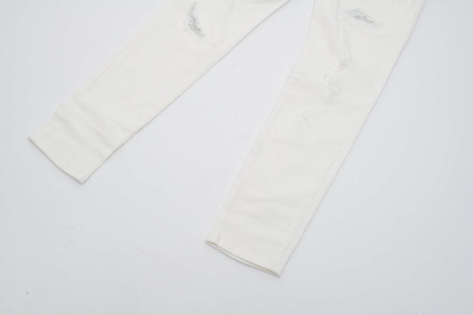 Jeans Bianchi Strappati™ | Stile Slim Fit con Dettagli Ricamati
