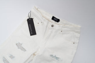 Jeans Bianchi Strappati™ | Stile Slim Fit con Dettagli Ricamati