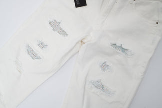 Jeans Bianchi Strappati™ | Stile Slim Fit con Dettagli Ricamati