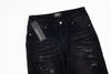 Jeans Neri Strappati | Stile Slim Fit con Dettagli Lucidi