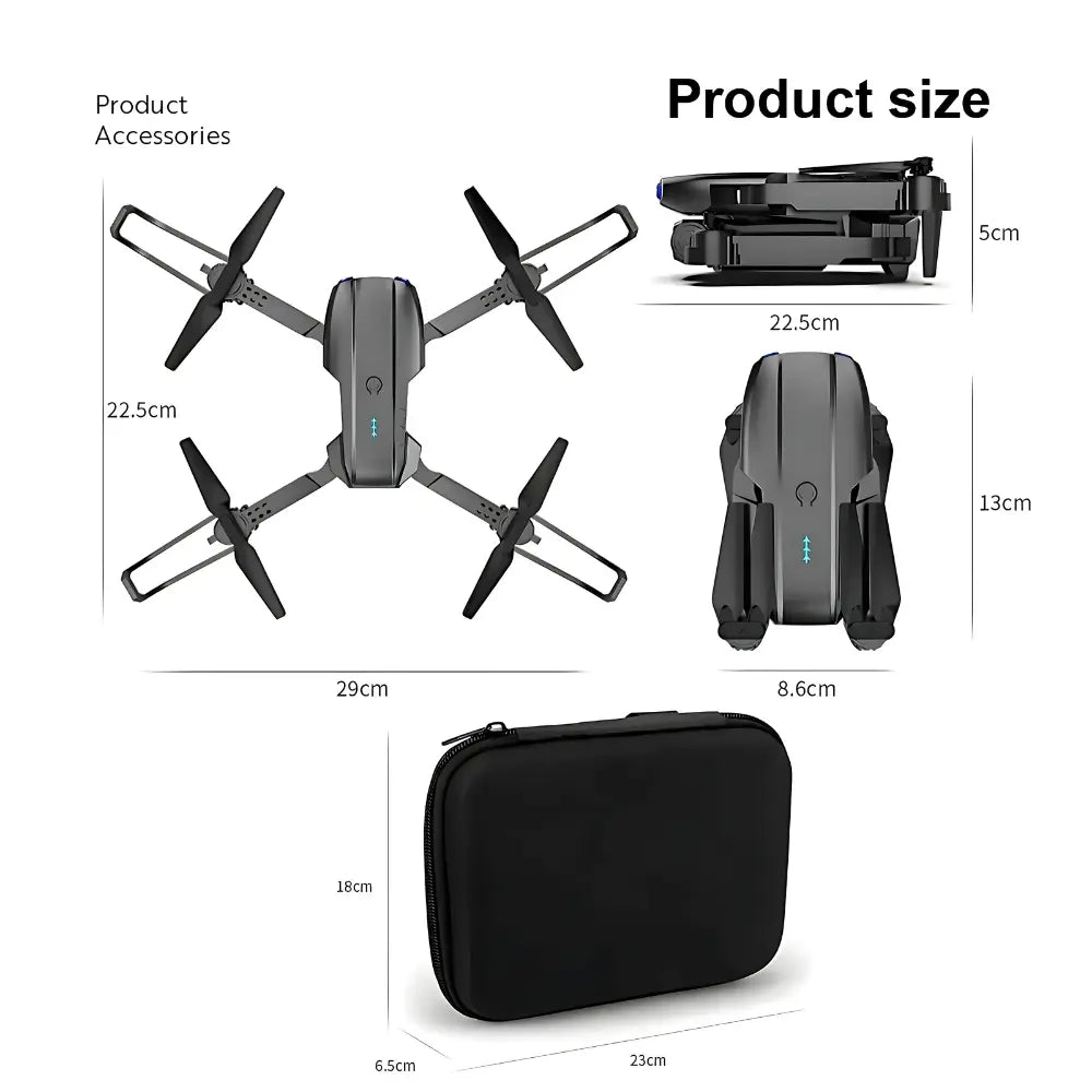 E99 Pro 4K Dual-Camera Drone, Foldable, Altitude Hold, Gesture Control, WiFi, Gravity Sensor, USB Charging, Storage Bag, Black MigliorPrezzi.com