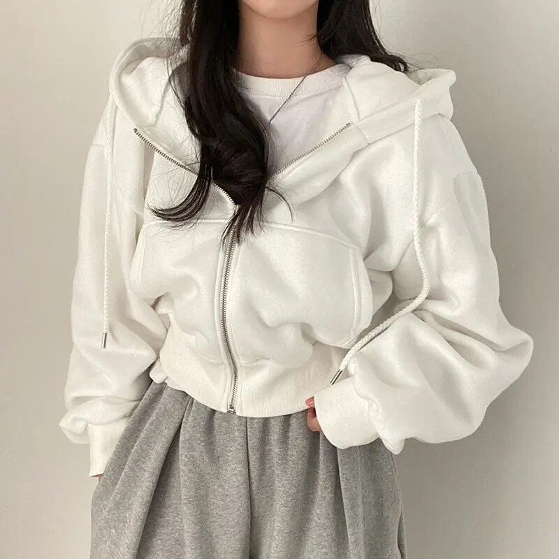Felpa Oversize Donna| con Cappuccio, Fit Morbido e Zip