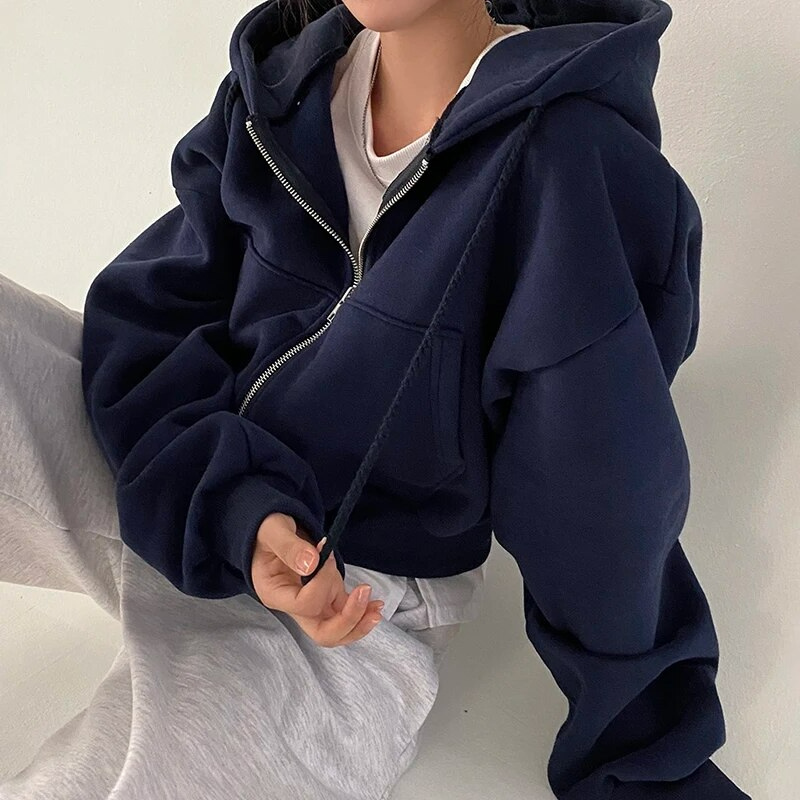 Felpa Oversize Donna| con Cappuccio, Fit Morbido e Zip