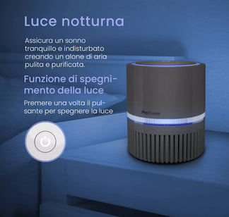 Small air purifier with True filter and night light