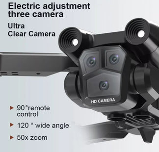 Professional drone 4K folding with triple wide angle hd camera