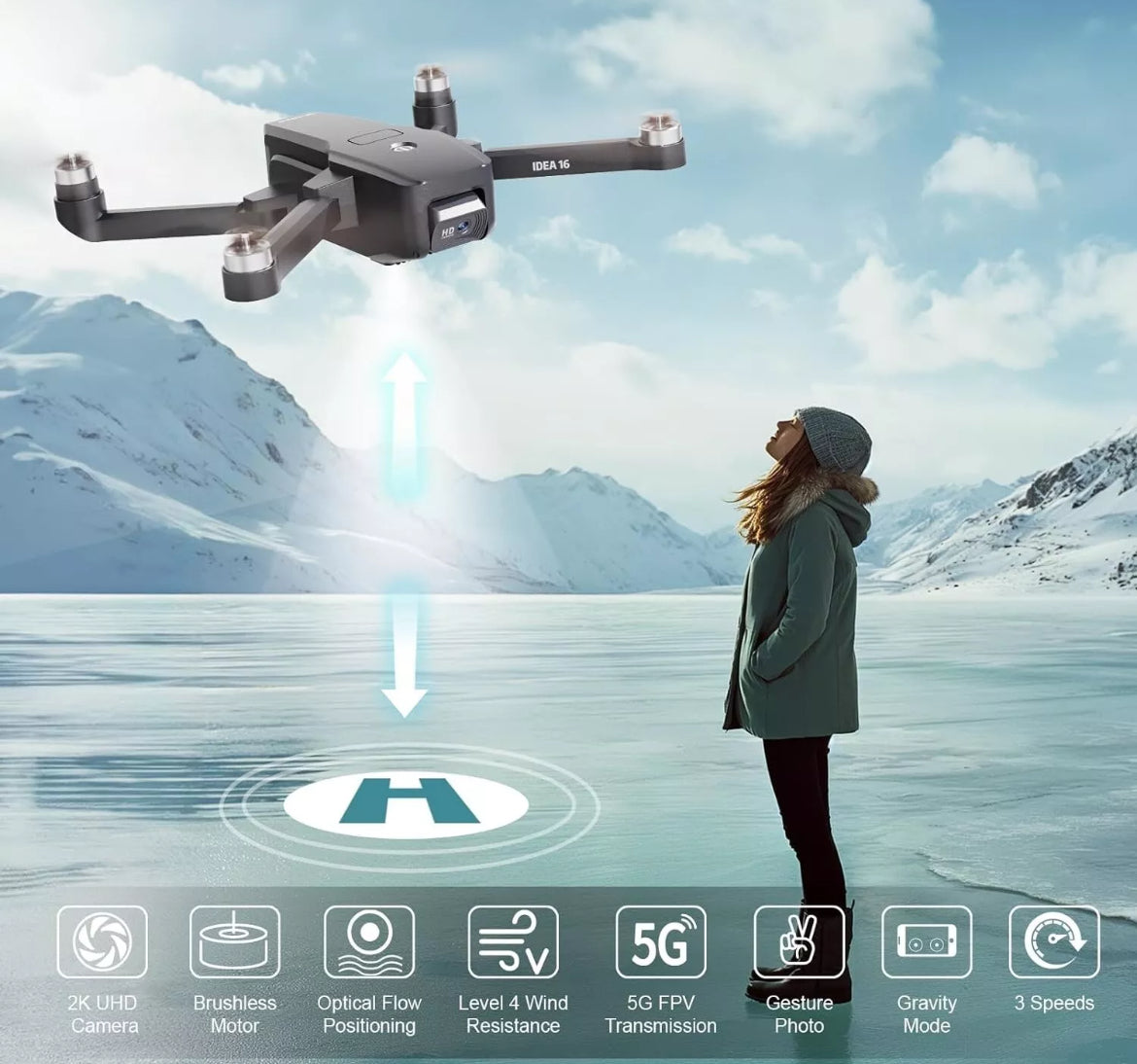 Drone con telecamera 2k, drone WI-FI drone 2 batterie e tempo di volo 30 minuti