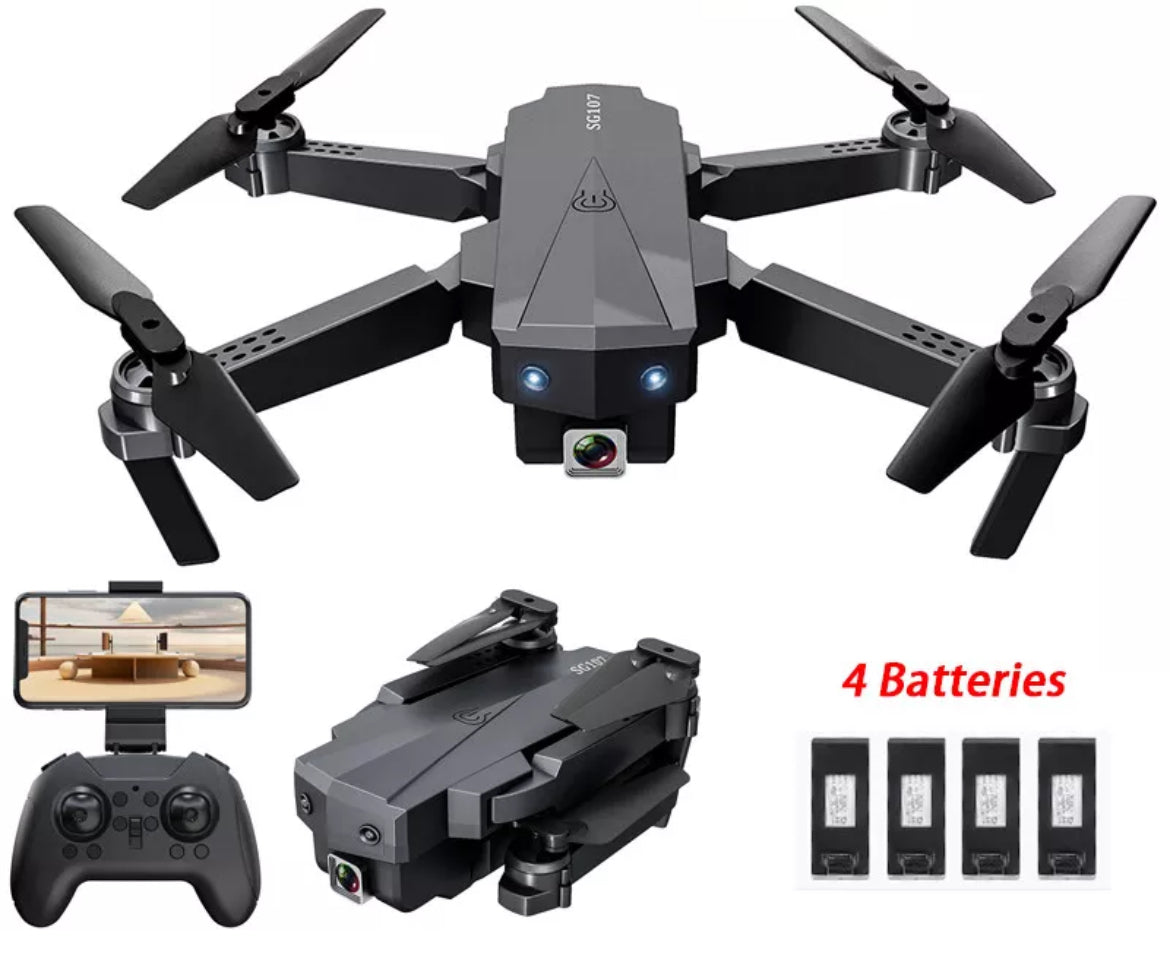 Drone quadricottero con doppia fotocamera, inseguimento intelligente e 4 Batterie!