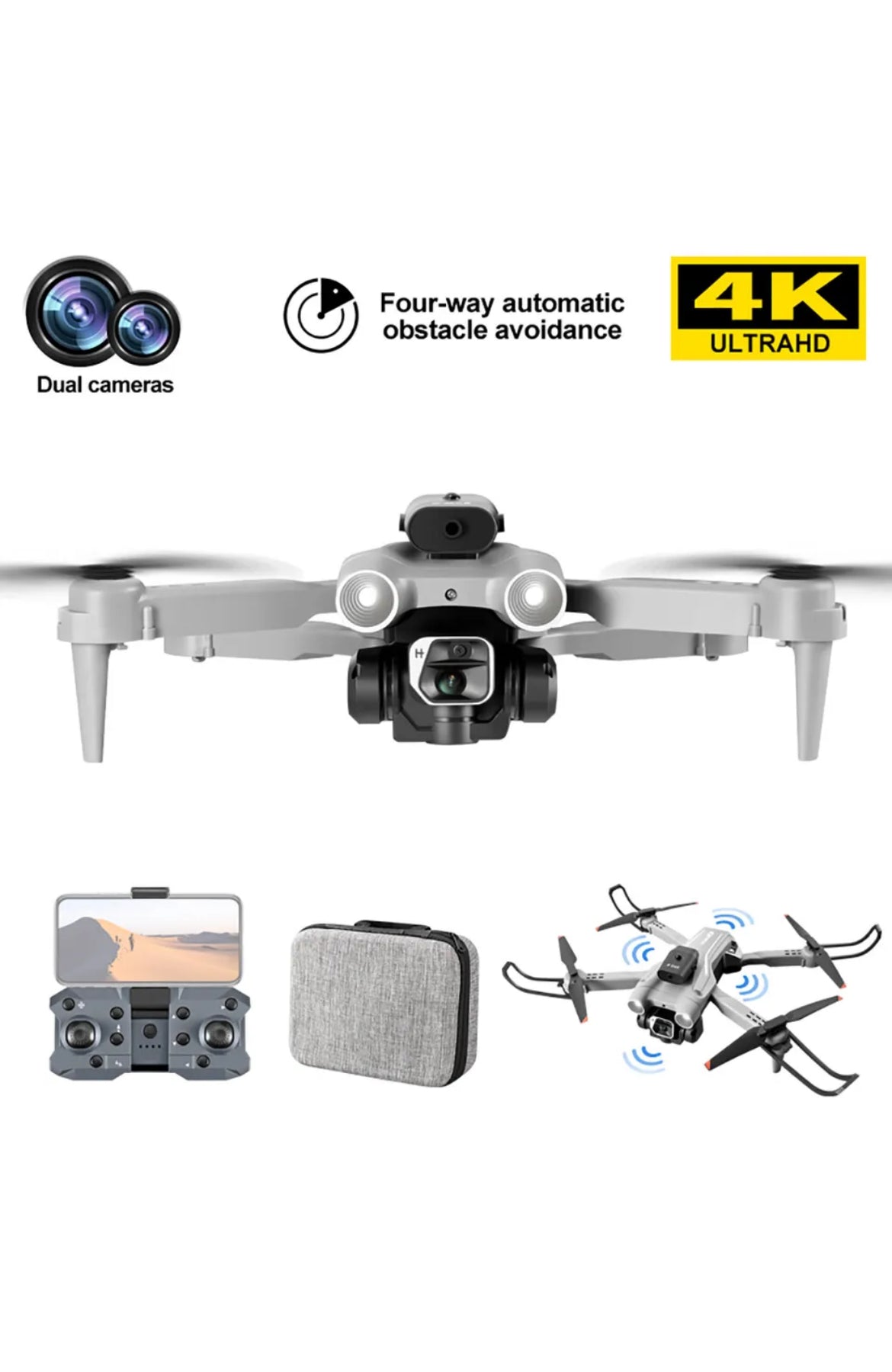 Drone with three cameras, carbon fiber structure and 360 ° obstacle avoidance function
