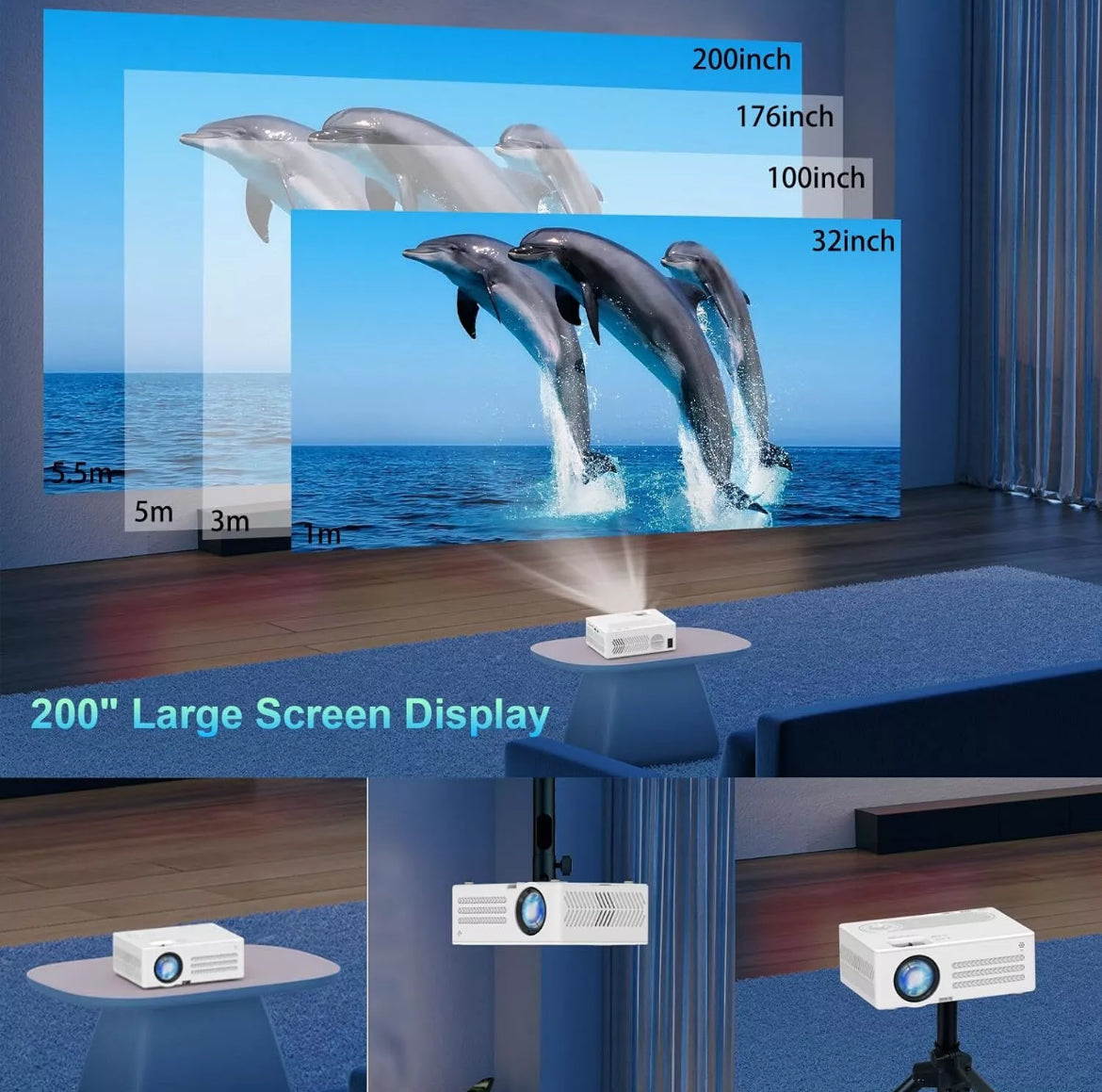 Videoproiettore  full HD 1080p home cinema con HDMI, VGA, USB