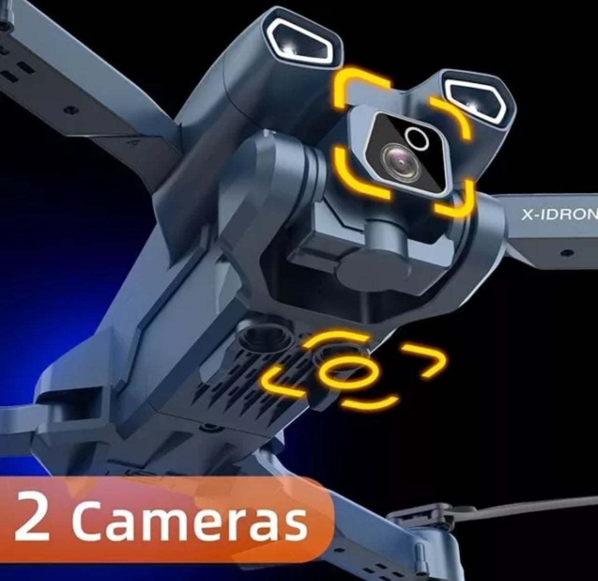 Folding drone with 1080p camera, stabilization functions, and double battery included