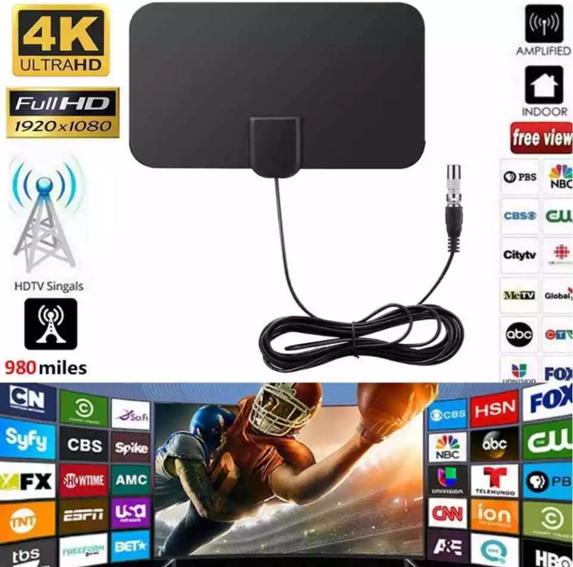 Antenna tv interna amplificata digitale terrestre hd 4k