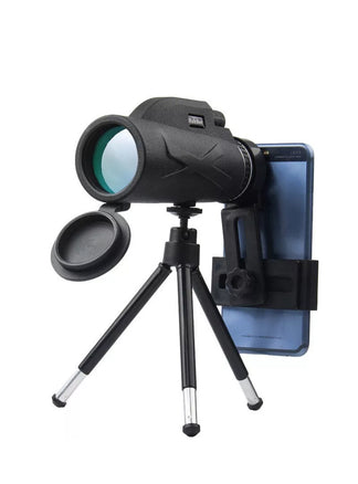 Astronomical telescope with support for smartphones and tripod thorough