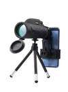 Astronomical telescope with support for smartphones and tripod thorough