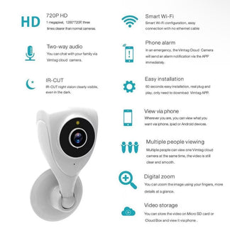 Mini video camera domestic surveillance IP Wi-Fi 720p
