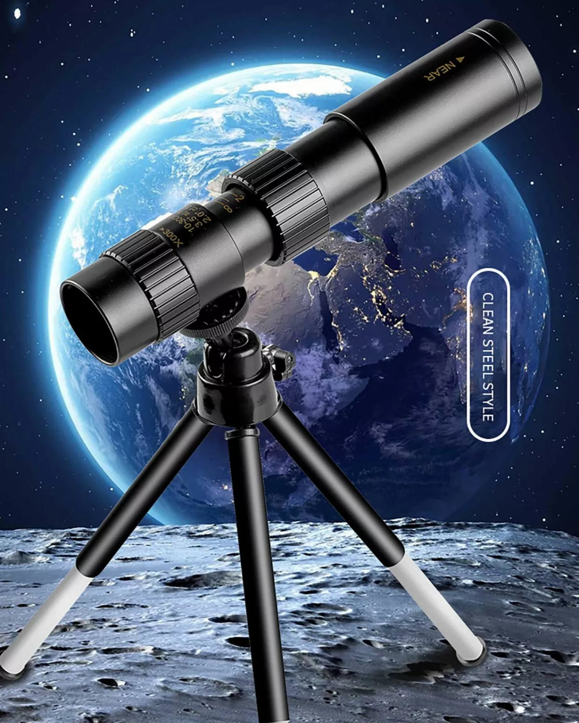 Telescopio 300x 40mm HD con treppiedi per foto zoom smartphone cannocchiale