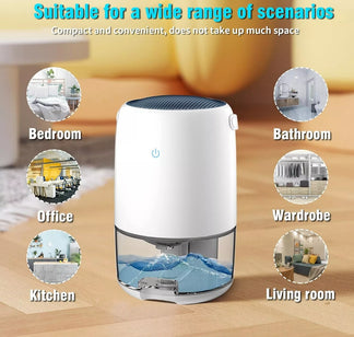 Portable electric dehumidifier 40W 1100ml 30m² area, with LED lighting