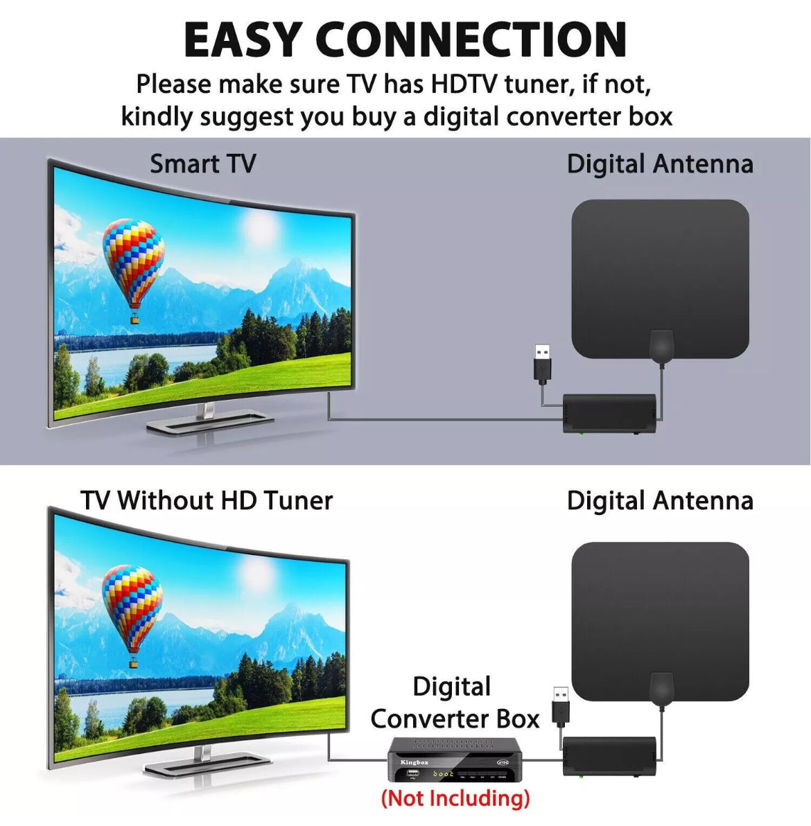 Antenna tv da interno amplificata potente hdtv 4k 1080p 56 km