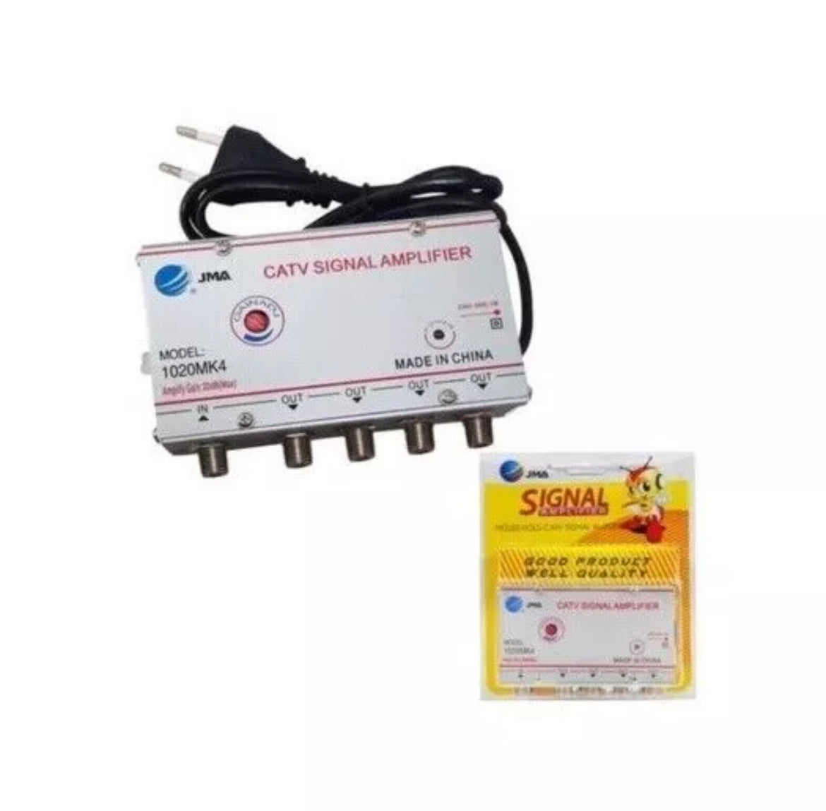 Amplificatore segnale TV con splitter e 4 uscite per antenna digitale terrestre