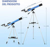 telescopio astronomico a doppia lente con treppiede, mirino a LED e adattatore per smartphone