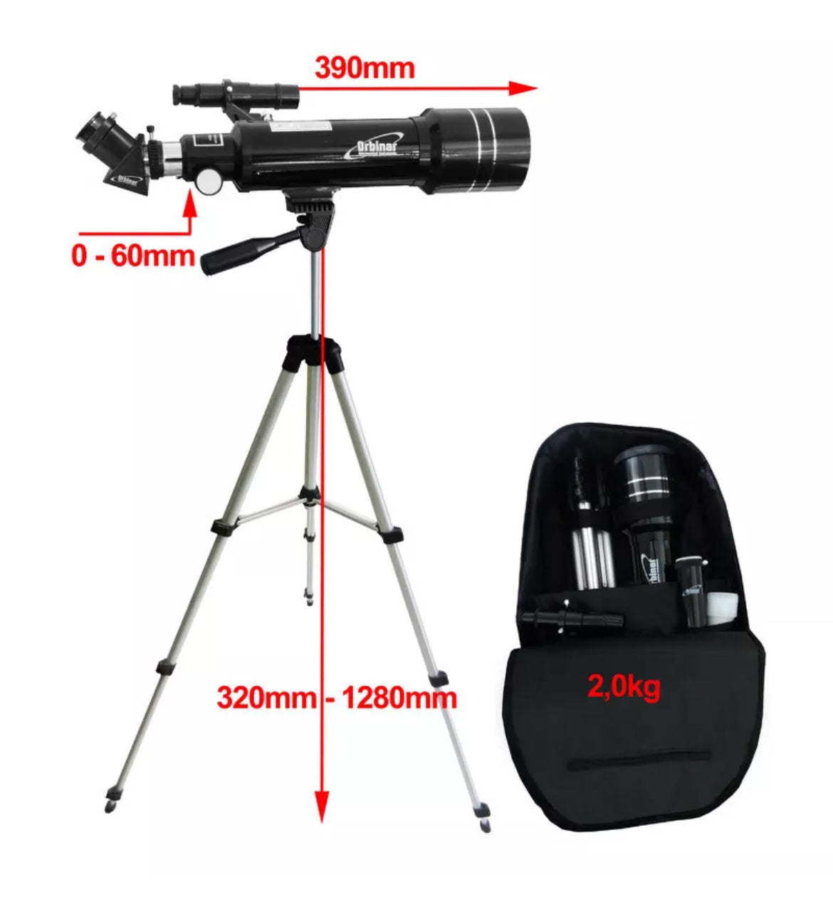 Telescopio da viaggio  con zaino, cannocchiale rifrattore per astronomia