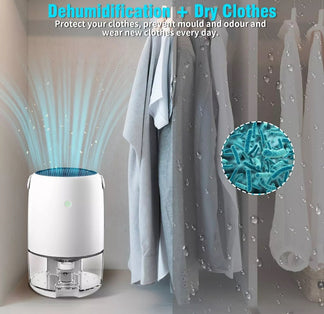 Portable electric dehumidifier 40W 1100ml 30m² area, with LED lighting