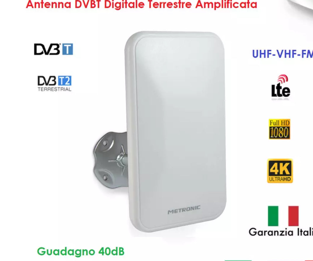 Antenna amplificata hitech per TV DVB- interno-esterno doppia polarizzazione