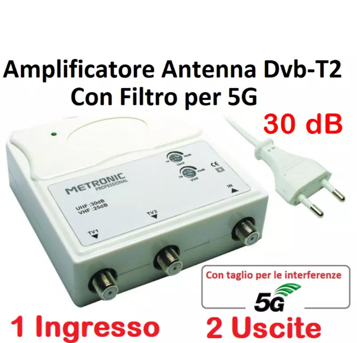 Amplificatore segnale per antenna TV da interno digitale terrestre lineare x UHF