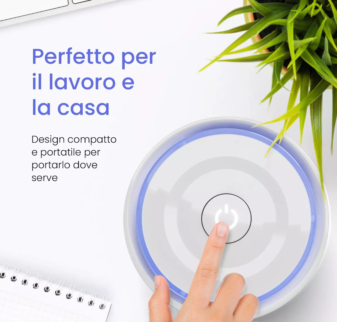 Piccolo purificatore d'aria con filtro true e luce notturna