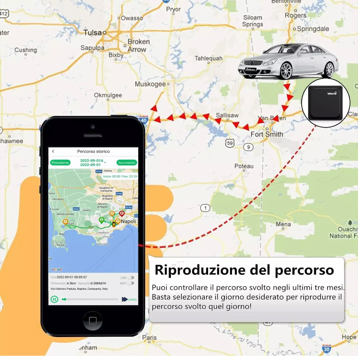 Tracciatore di posizione localizzatore gps tracker per auto-veicoli con batteria a lunga durata