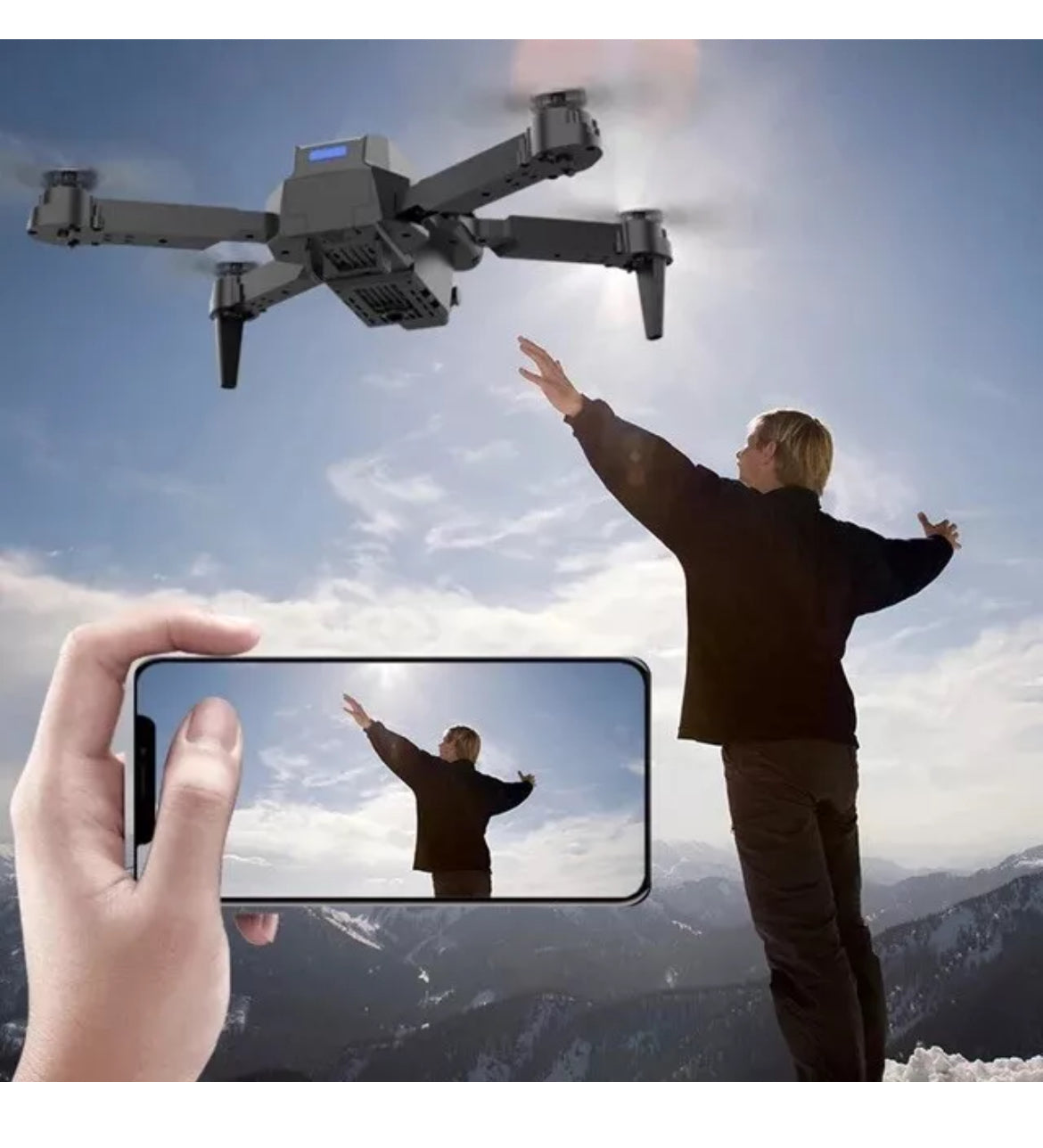 Mini drone pieghevole Wi-Fi FPV con fotocamera GPS 4K HD, perfetto per selfie