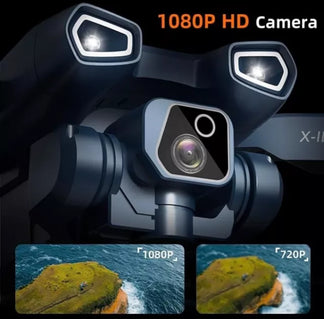Folding drone with 1080p camera, stabilization functions, and double battery included