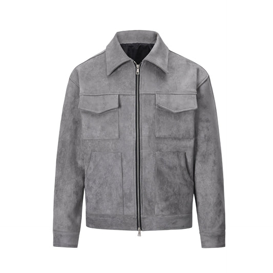 Giacca in Pelle Uomo™ | Modello Scamosciato Morbido e Versatile