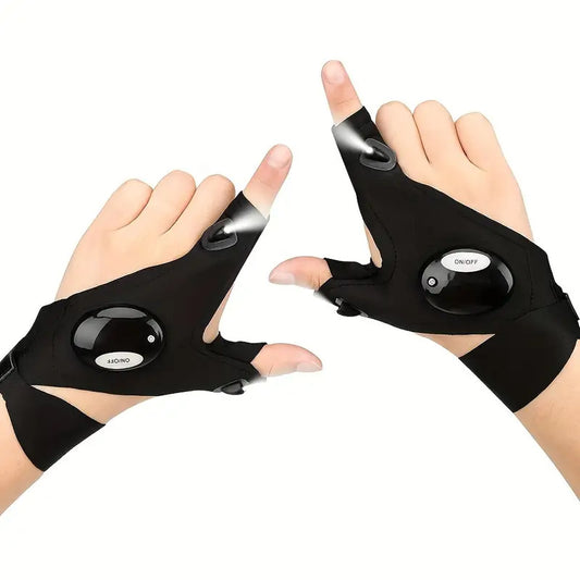 Guanti Impermeabili Senza Dita con Torcia LED  Pratici e Resistenti