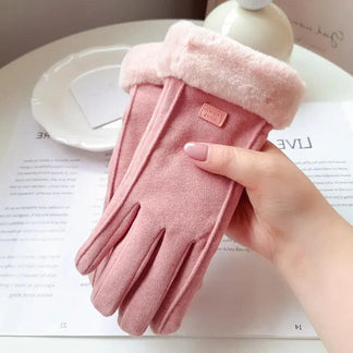 Guanti Invernali da Donna con Fodera in Velluto – Guanti Moda Suede, Caldi, Touchscreen per Guida e Sport