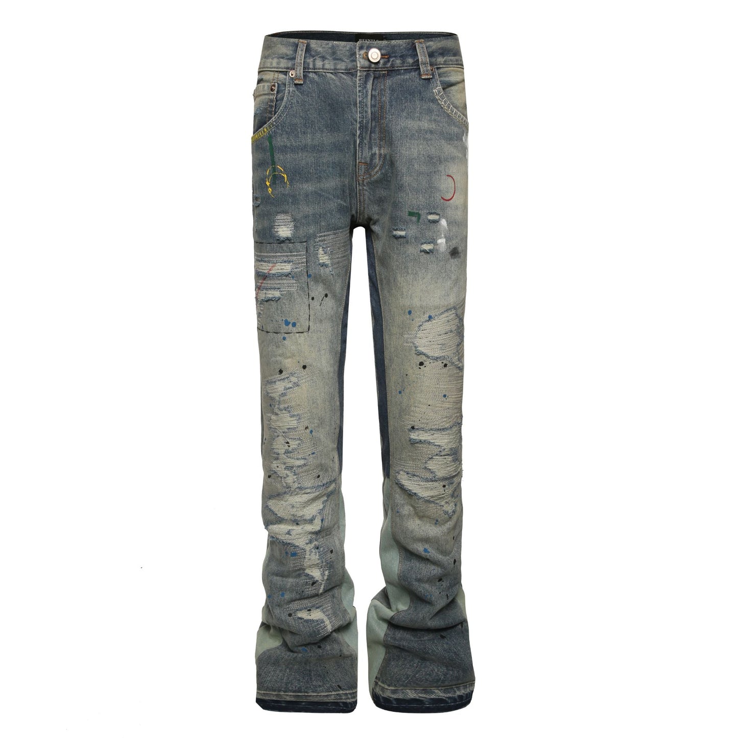 Denim Street™ | Jeans Flare Indigo con Dettagli Rovinati