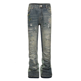 Denim Street™ | Jeans Flare Indigo con Dettagli Rovinati