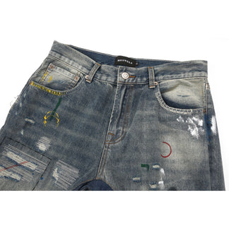 Denim Street™ | Jeans Flare Indigo con Dettagli Rovinati
