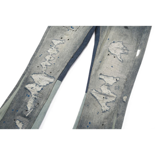 Denim Street™ | Jeans Flare Indigo con Dettagli Rovinati