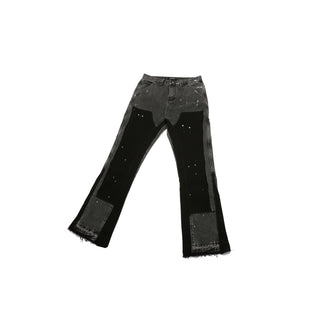 Jeans Flare Neri™ | Effetto Schizzi d’Arte