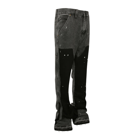 Jeans Flare Neri™ | Effetto Schizzi d’Arte