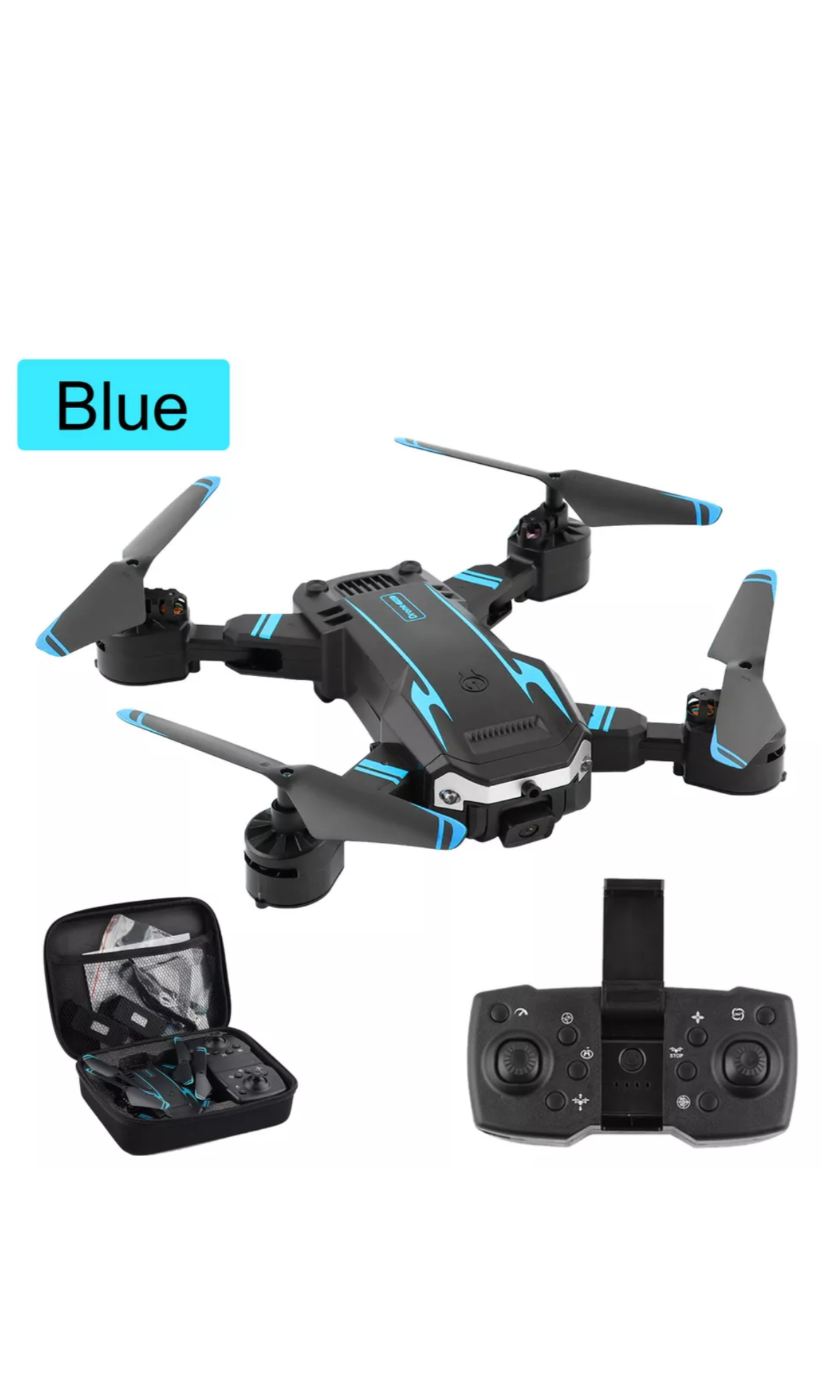 Drone Pieghevole con Doppia Fotocamera, WIFI FPV e GPS Completo di 3 Batterie