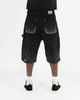 Shorts Streetwear Neri | Applicazioni di Strass a Tutta Superficie