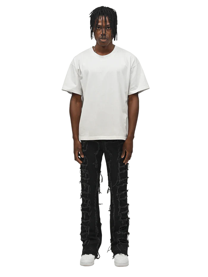 Jeans Flare in denim Nero con Frangie Uomo